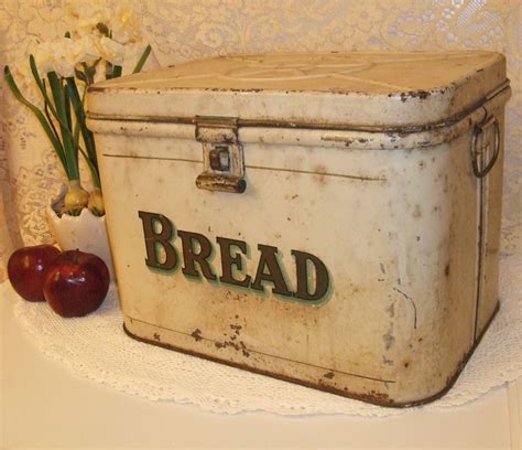 metal bread box with lid|vintage metal bread box.